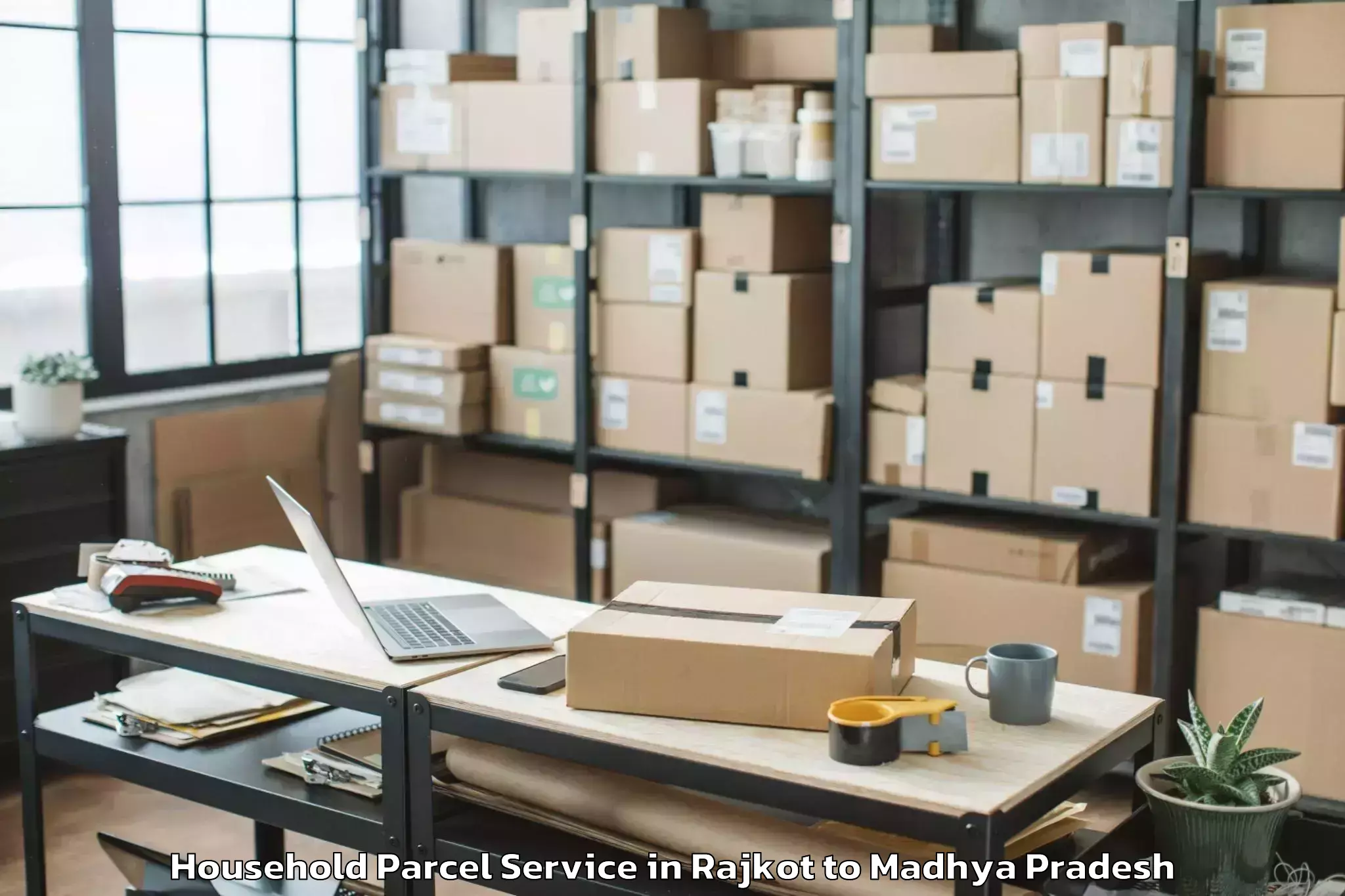 Easy Rajkot to Saugor Household Parcel Booking